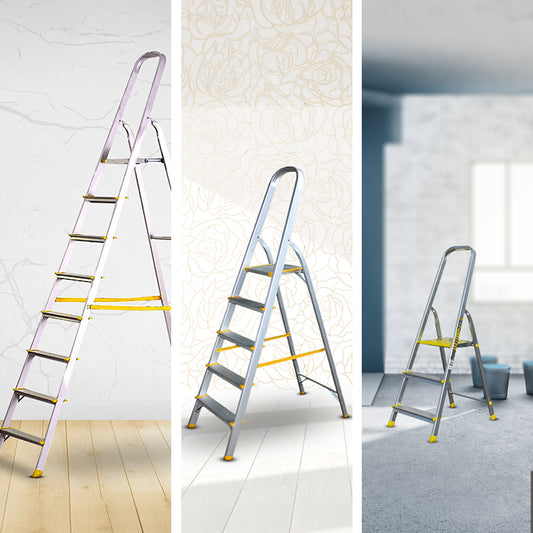 Aluminum Ladder Set: 3 Steps, 5 Steps & 8 Steps.