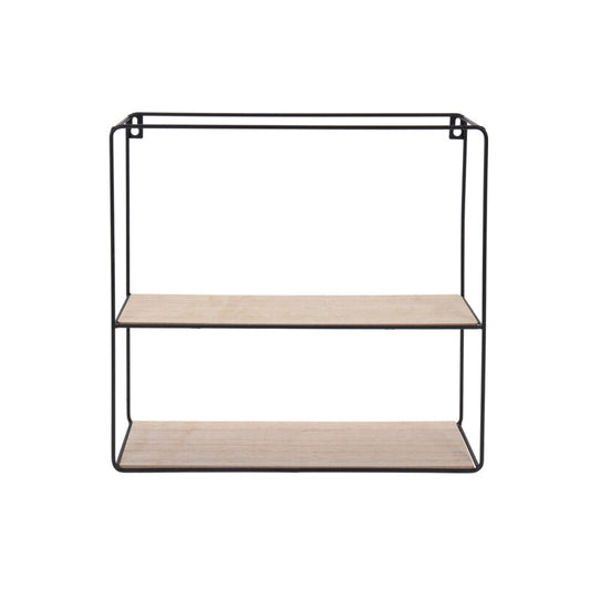 Black metal wall rack set of 4 with MDF shelves for modern storage.