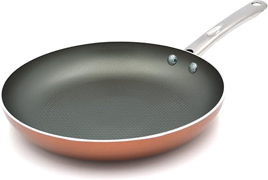 Prestige Ultra 29cm Non-Stick Frypan with Pan Holder, induction-ready, triple-layer coating, oven-safe up to 200°C, and energy-efficient.