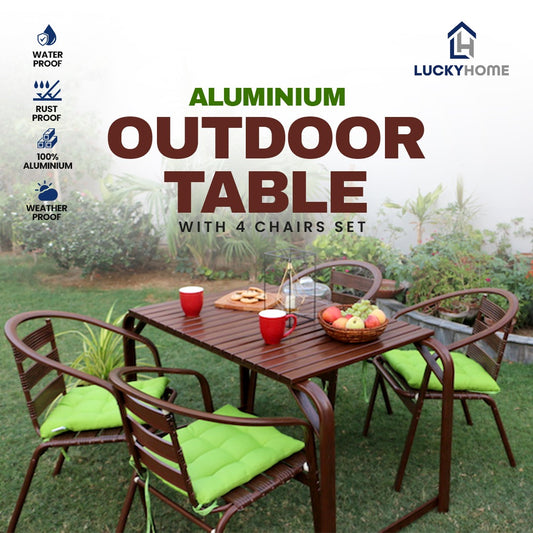 Aluminium Outdoor Table With 4 Chairs Set