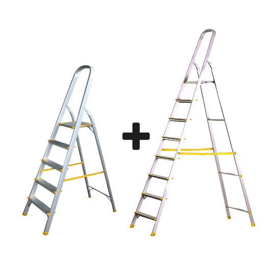 Aluminum Ladder Set: 5 Steps & 8 Steps