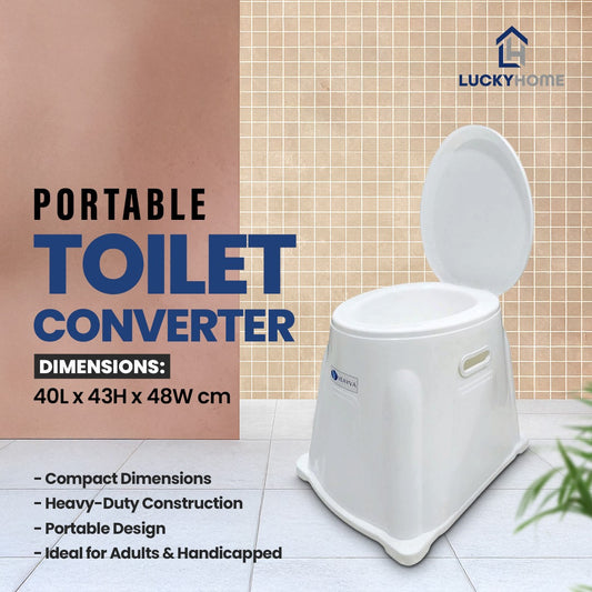 Portable Toilet Converter, Toilet Seat with Funnel –Heavy-Duty Plastic Commode Stool for Patient & Handicap