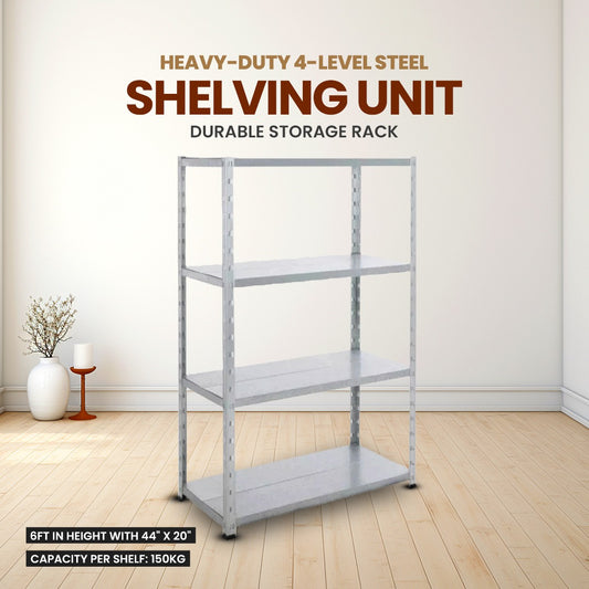 Heavy-Duty 4-Level Steel Shelving Unit – 6ft Durable Storage Rack