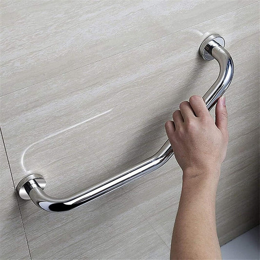 Stainless steel bathroom toilet hand grip support bar, designed for seniors and disabled individuals, with a heavy-duty 150kg load-bearing capacity, measuring 22 inches wide, 4 inches deep, and 10 inches high