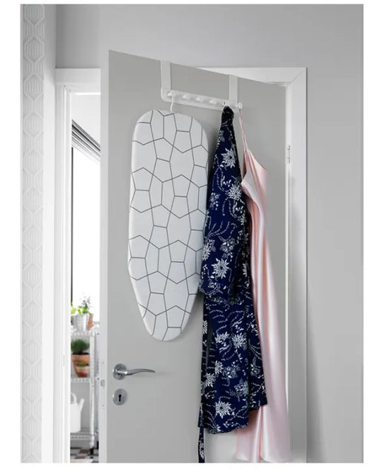 compact foldable ironing board (73x32 cm) with durable steel frame.