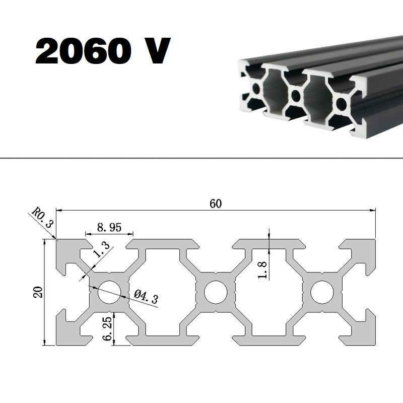 V Slots Lucky Extruded Aluminium Alloy T Slot V Slot Profile Rail Section ...