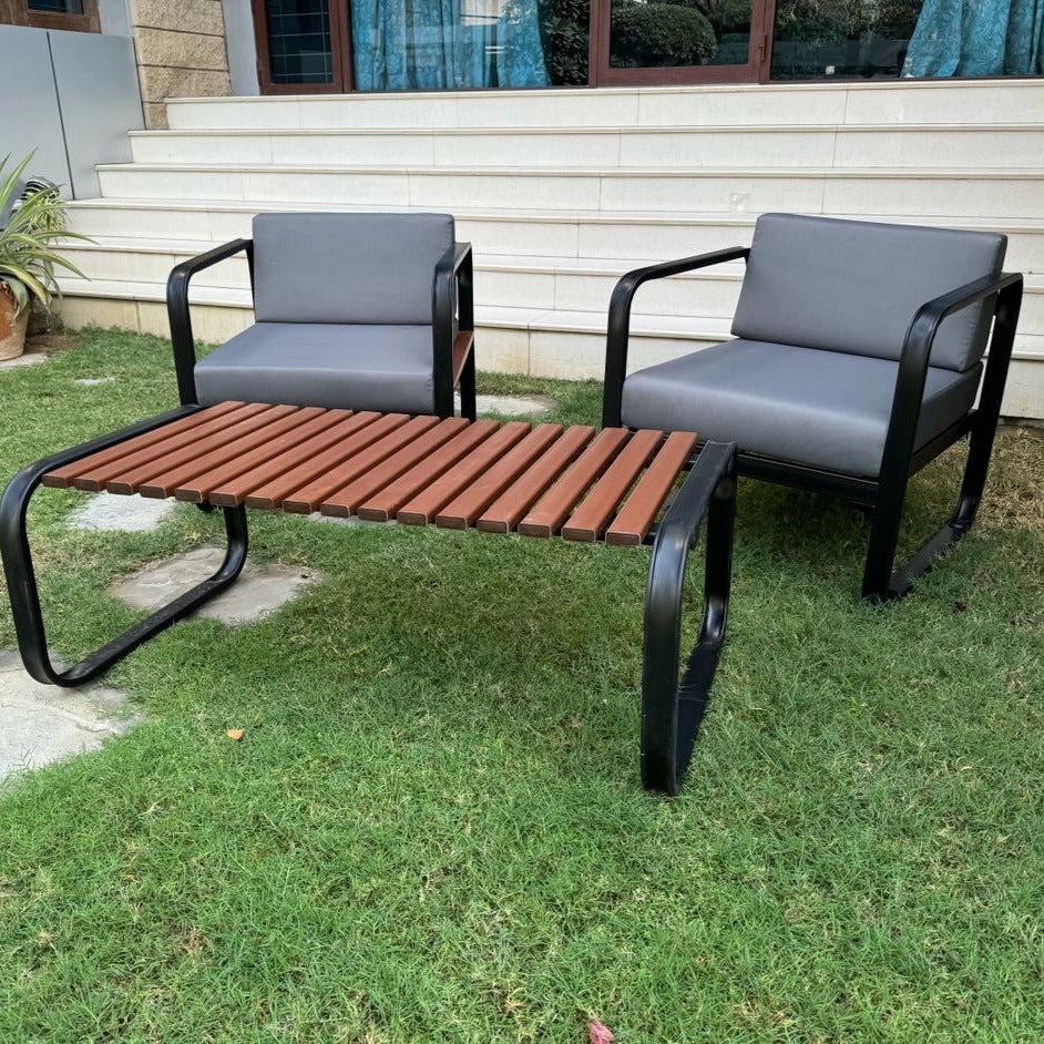 Atis 2 Seater Aluminium Outdoor Patio Sofa Set with Coffee Table