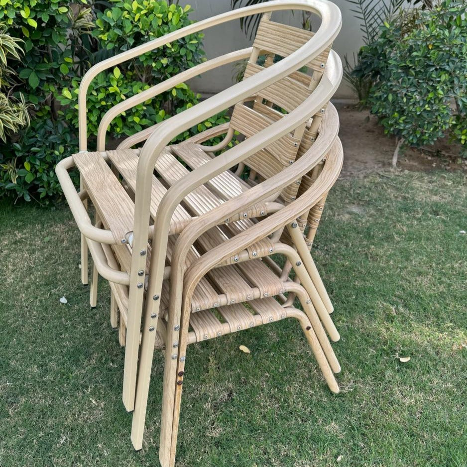 Aluminium Chair - 3 Pieces - Oak Colour