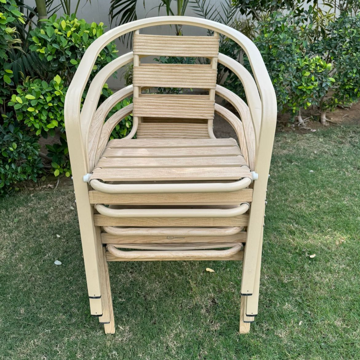 Aluminium Chairs - 4 Pieces - Oak Colour