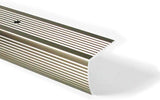 Aluminum stair nosing with fluted design, 36'' waterproof, non-slip trim, and pewter finish for indoor and outdoor use.