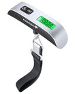 Portable digital luggage scale with LCD display and 50kg capacity.