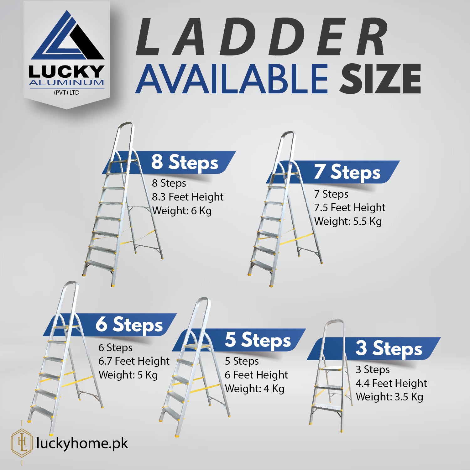 7 Step Aluminum Ladder LP 7 – Lucky Home Alu