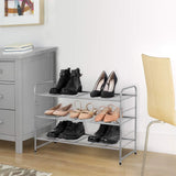  A cost-effective home organization set featuring a 3-tier aluminum shoe rack, a 3-tier open book rack, and a 2-tier bamboo laundry basket & hamper. Each item is designed for practicality and space-saving, offering stylish storage solutions for shoes, books, laundry, and more.