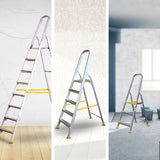 Aluminum Ladder Set: 3 Steps, 5 Steps & 8 Steps.