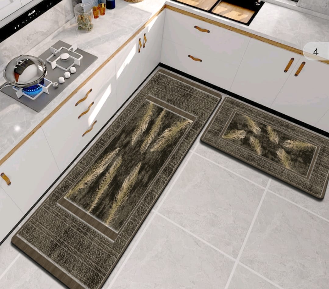 Two anti-slip floor mats in a combo set, featuring a small mat (38 x 58 cm) and a large mat (48 x 68 cm). 