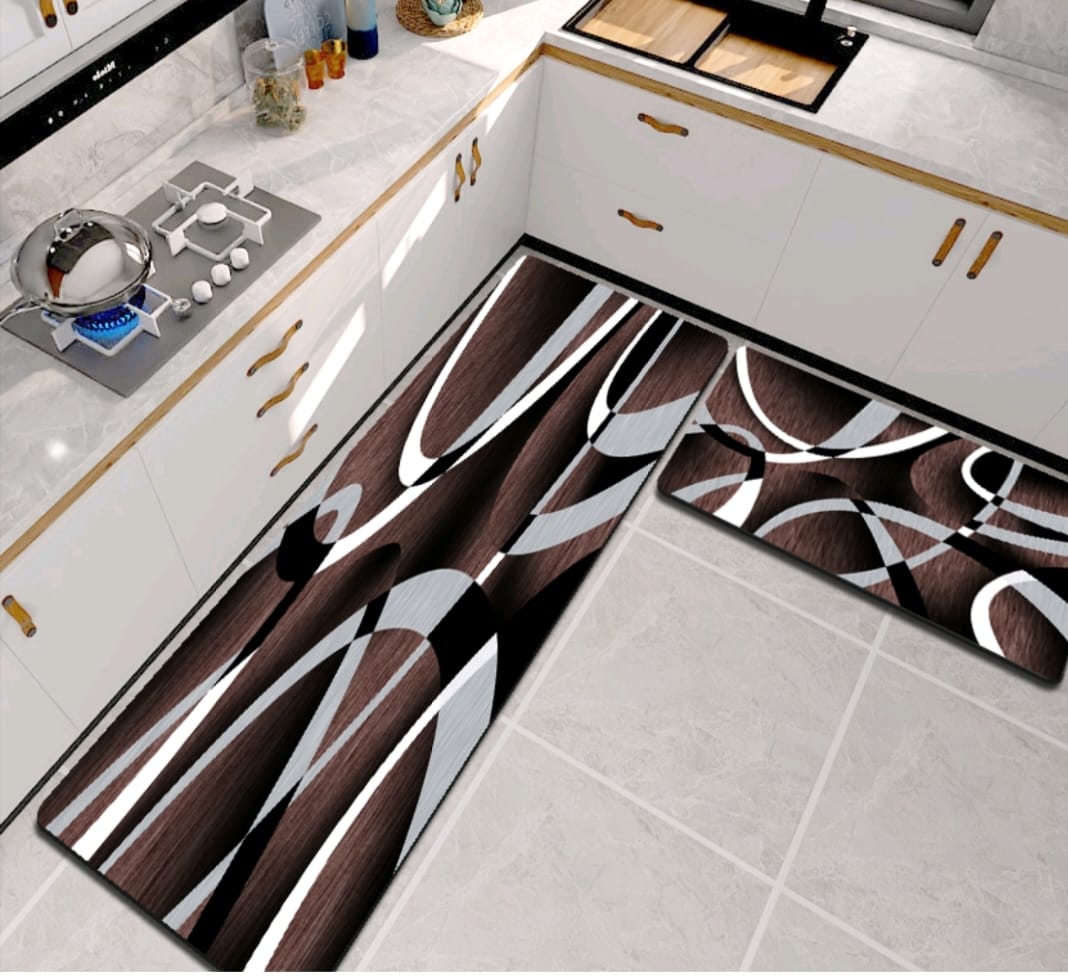 Two anti-slip floor mats in a combo set, featuring a small mat (38 x 58 cm) and a large mat (48 x 68 cm). 