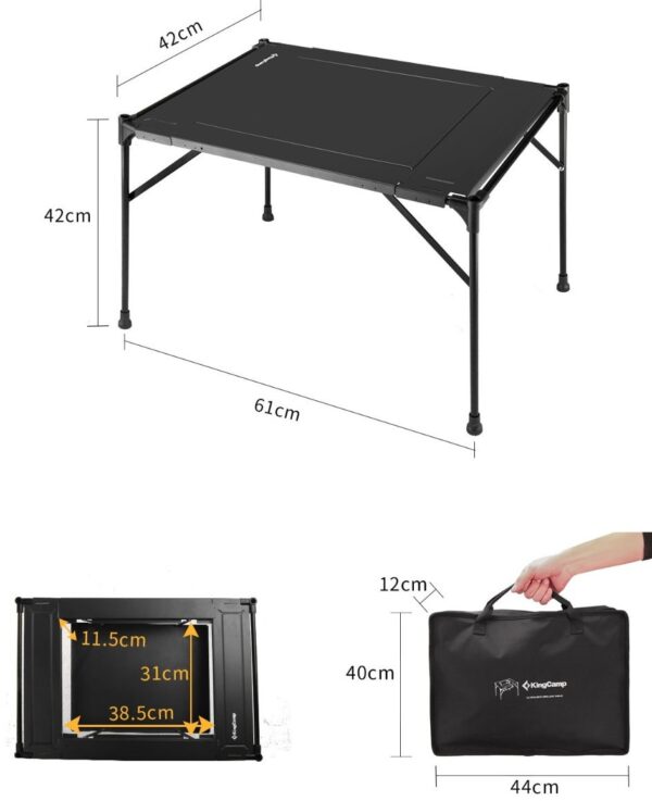 KingCamp Aluminum Alloy Foldable BBQ Camping Table, lightweight and durable for outdoor adventures.