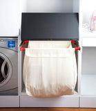 Pull-out laundry basket with aluminum worktop extension