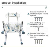 Adjustable bath chair with supportive backrest and non-slip seat surface, designed for accessibility and safety in bathroom environments