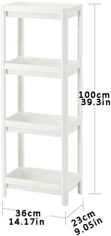 4-tier standing shelves made of sturdy PP plastic, available in white or beige, offering versatile storage for bottles, books, toys, and more in a minimalist design, suitable for any room.