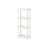 4-tier standing shelves made of sturdy PP plastic, available in white or beige, offering versatile storage for bottles, books, toys, and more in a minimalist design, suitable for any room.