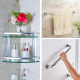 Bathroom Storage Set: SS Towel Bar, SS Grab Handle & Aluminum 2-Tier Corner Shelf