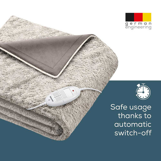 Beurer HD 75 Cosy Heated Overblanket with soft fleece, 6 temperature settings, and automatic switch-off for ultimate comfort and warmth.