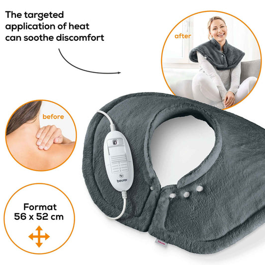 Beurer HK 54 Cosy Shoulder & Neck Heat Pad with extra-soft fleece surface and fast heating for soothing relief.