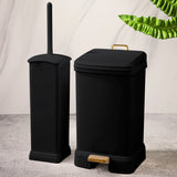 Compact bathroom set with toilet brush holder and pedal bin, ideal for modern, space-saving organization.