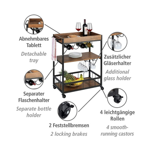 Functional kitchen trolley with ample storage space and convenient mobility