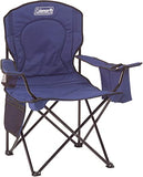 Coleman Quad Chair with built-in cooler, cushioned seat, adjustable arms, and storage pockets for outdoor comfort and convenience