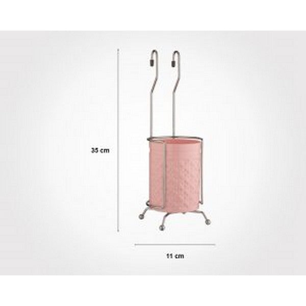 Limon Cutlery Hanging Holder with steel stand, available in pink, white, beige, and gray, 11x35 cm.