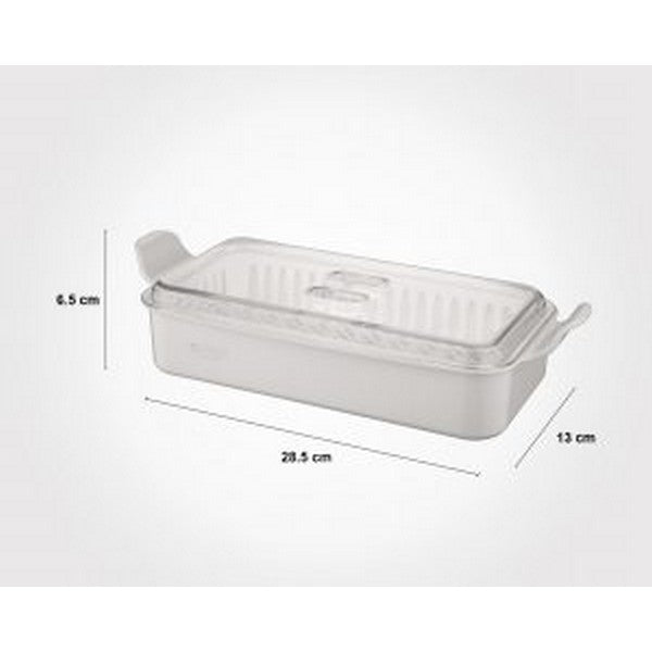 Cutlery box with clear acrylic lid, available in Pink, White, Beige, and Gray, perfect for organized kitchens.