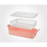 Cutlery box with clear acrylic lid, available in Pink, White, Beige, and Gray, perfect for organized kitchens.