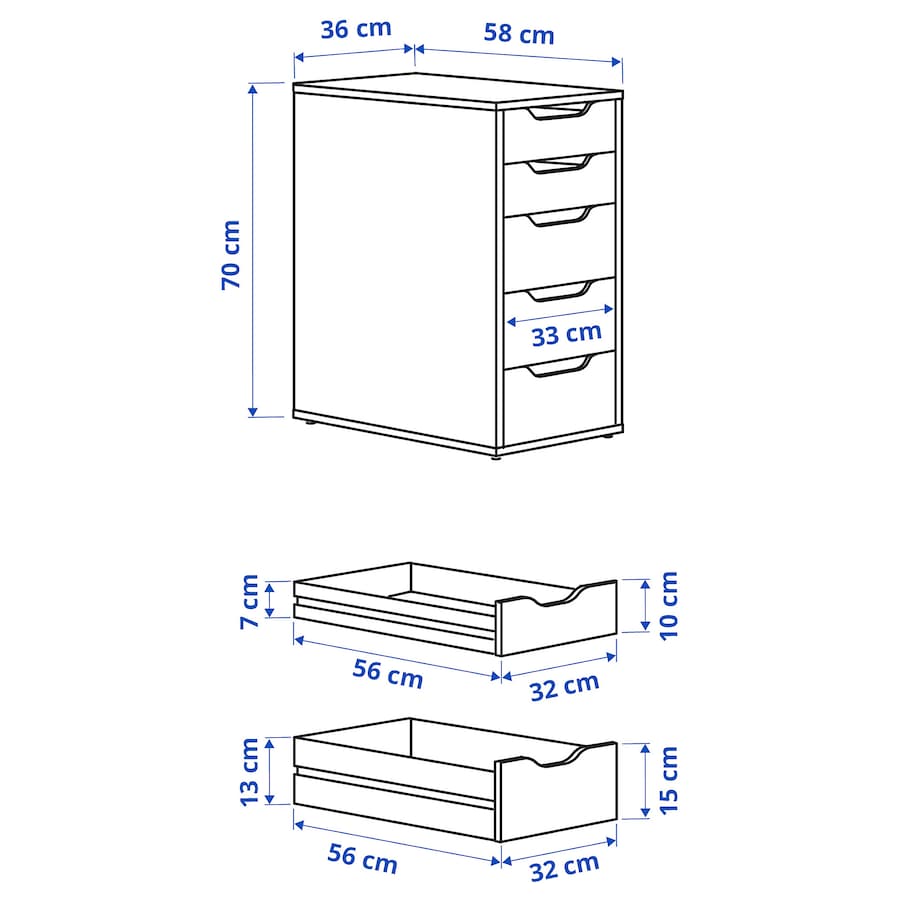 White drawer unit with dimensions 14 1/8" x 27 1/2", featuring a sleek design and finished on all sides, ideal for home organization and versatile placement in any room