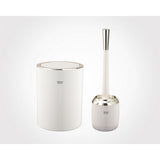 Elegant compact dustbin and brush set in white and beige, perfect for kitchens, bathrooms, and offices.