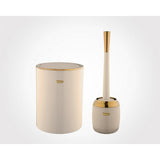 Elegant compact dustbin and brush set in white and beige, perfect for kitchens, bathrooms, and offices.