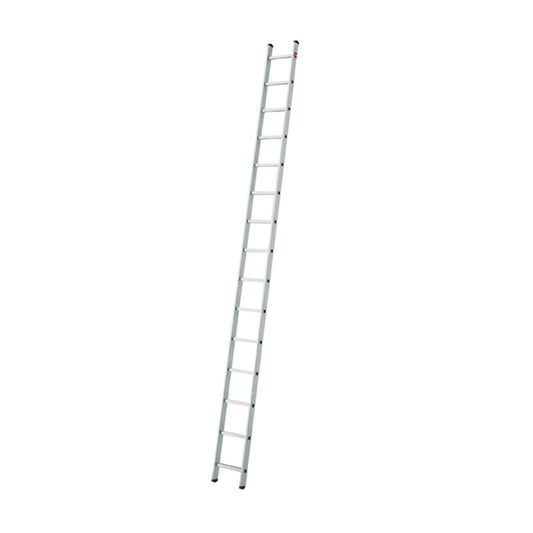 15-step lightweight aluminum extension ladder with non-slip ribbed rungs and anti-slip feet, suitable for home, garden, and professional use. Weather-proof design with a maximum working height of 520 cm, ideal for safe and reliable access