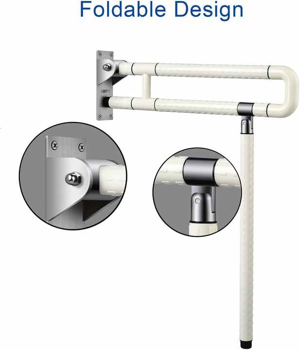 Flip Up Toilet Safety bar, Foldable Toilet Grab Bar Handicap Handrails