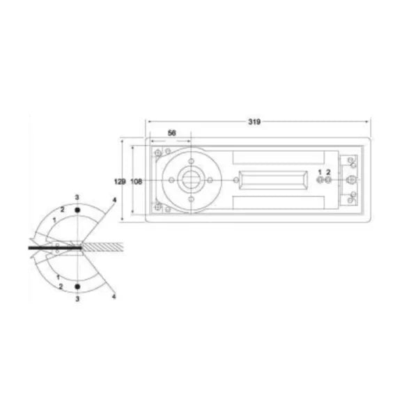 Kolf Floor Hinge KTS-8401 for doors between 900-1000mm, 90kg load capacity.