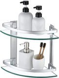 A cost-effective bathroom accessory set featuring a 22-inch stainless steel towel bar, a 12-inch stainless steel safety grab bar, and a 2-tier glass corner shelf with an aluminum frame. Each item enhances bathroom functionality and style while offering space-saving solutions