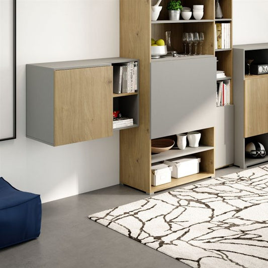 Fold-out drawer table with no legs, ideal for compact workspaces