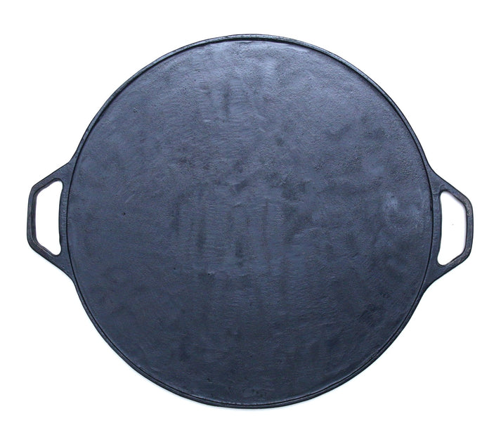 15-inch cast iron Tawa, naturally non-stick, perfect for cooking rotis, parathas, dosas, and more.