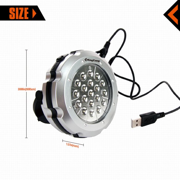 Compact and lightweight 19LEDs hanging lantern providing 300 lumens of bright light for outdoor activities