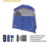 A spacious and durable KingCamp Double Shower Tent with separate rooms for showering and changing, designed for comfort and privacy during outdoor adventures.
