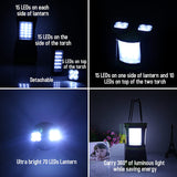 Compact and rechargeable LED lantern with adjustable brightness for camping and outdoor use.