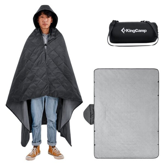 
KingCamp Multi-Purpose Rain Coat & Blanket KP2101, a versatile, water-resistant blanket with hood, perfect for camping, outdoor activities, and emergency use.