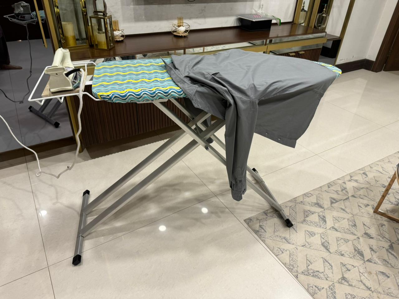 Ironing Base Lisbon Ironing Stand with Aluminium Legs - Multi Height Control Techno ...