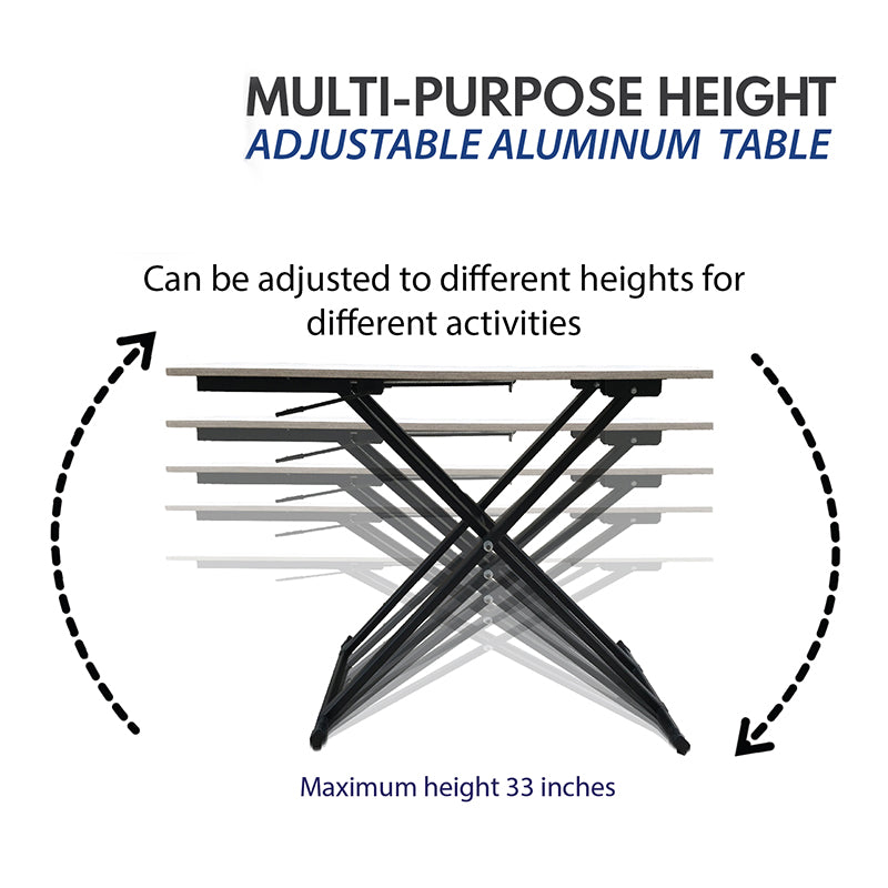 Magic Table Multi-Purpose Height Adjustable Aluminum Dining Table