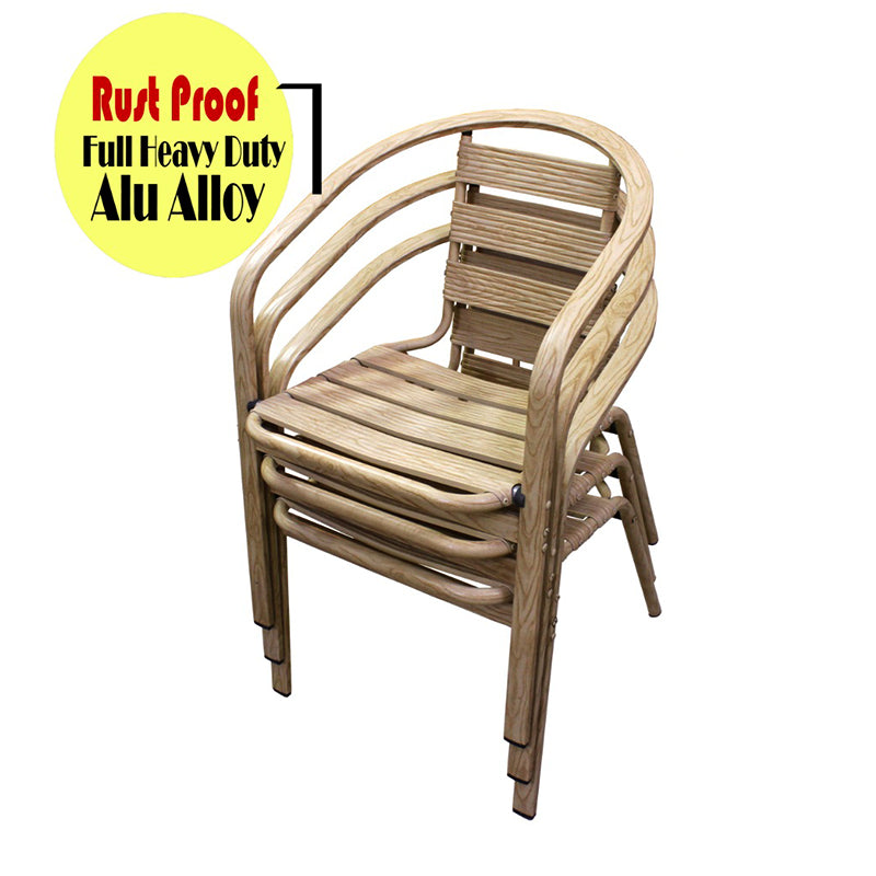 Aluminium Chair - 3 Pieces - Oak Colour